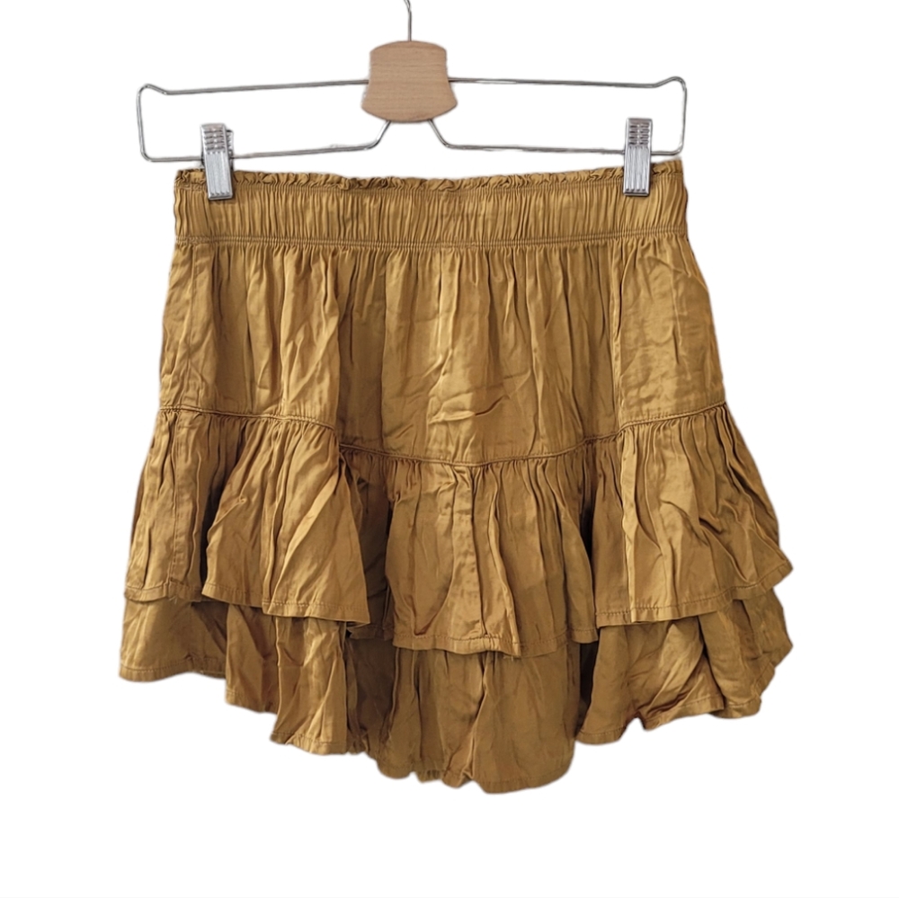 AERIE Gold Ruffle Mini Skirt Size S - Picture 8 of 8